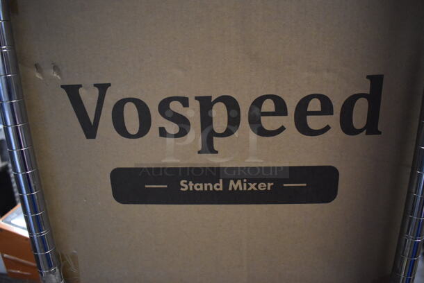 BRAND NEW IN BOX! Vospeed SM-1550 Metal Countertop 6-Speed Tilt-Head 8.5 Quart Stand Mixer w/ Stainless Steel Mixing Bowl, Beater, Dough Hook and Whisk Attachments - Image 4 of 4