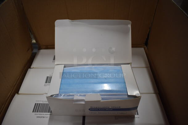 Box of 56JD44A PK50 Disposable Blue Non Medical Face Masks - Image 1 of 7