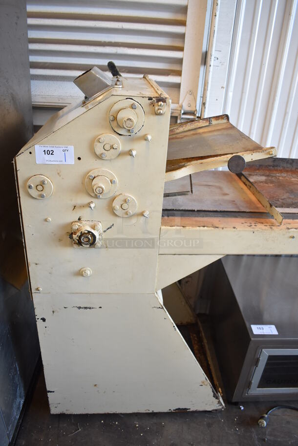 Acme 8-12 Metal Commercial Floor Style Dough Sheeter w/ 9' Conveyor Belt. 110 Volts, 1 Phase. 132x22x57. Tested and Working! - Image 4 of 8