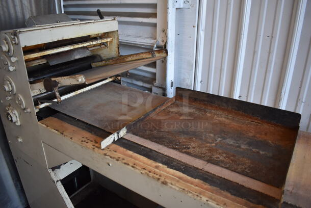 Acme 8-12 Metal Commercial Floor Style Dough Sheeter w/ 9' Conveyor Belt. 110 Volts, 1 Phase. 132x22x57. Tested and Working! - Image 6 of 8