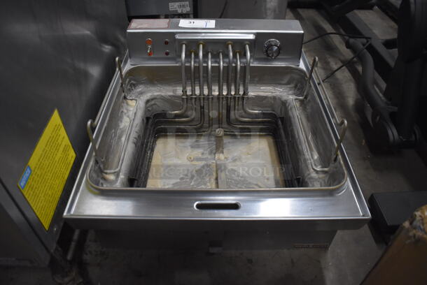 General Electric CK20B Stainless Steel Commercial Countertop Electric Powered Deep Fat Fryer. 220-240 Volts. 22x25x13