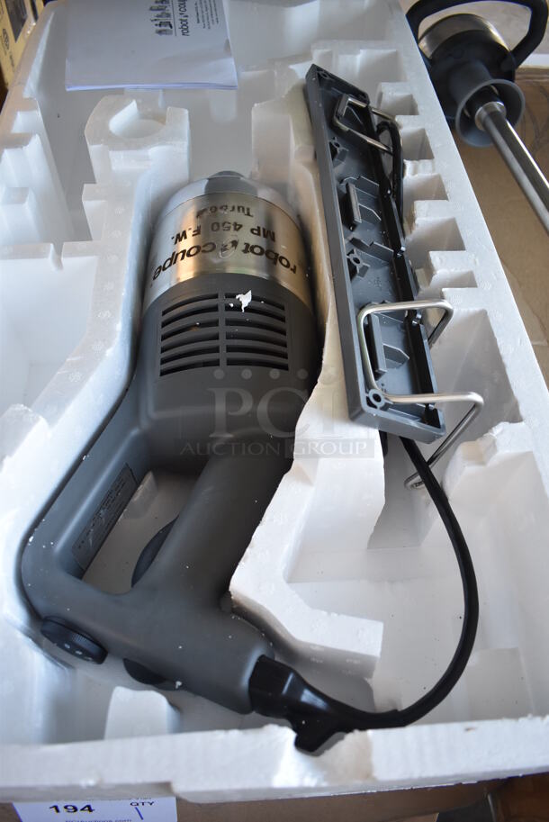 BRAND NEW! Robot Coupe Turbo MP450XLFW Stainless Steel Commercial Variable Speed Immersion Blender w/ 2 Whisk Attachments. Base 9x5x17. Tested and Working! - Image 2 of 5