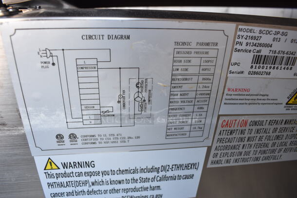BRAND NEW SCRATCH AND DENT! 2022 KoolMore SCDC-3P-SG Stainless Steel Commercial Countertop Refrigerated Rail. 115 Volts, 1 Phase. 40x16x11. Tested and Working! - Image 7 of 7