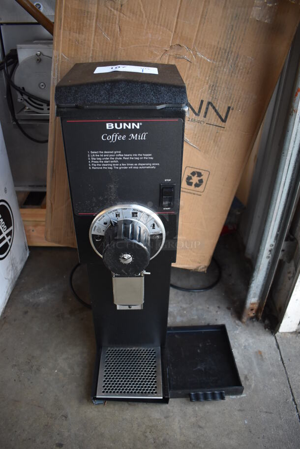 LIKE NEW! 2022 Bunn G3 HD Metal Commercial Countertop Bulk Coffee Bean Grinder. 120 Volts, 1 Phase. Unit Has Only Been Used a Few Times! 7.5x14x27. Tested and Working!