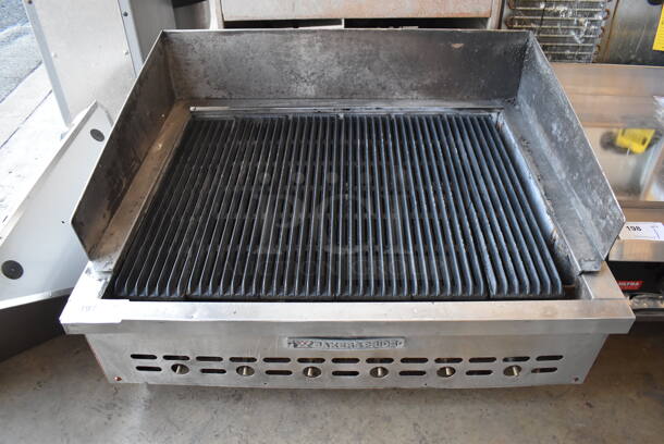 Bakers Pride Stainless Steel Commercial Countertop Natural Gas Powered Charbroiler Grill. 37x32x21