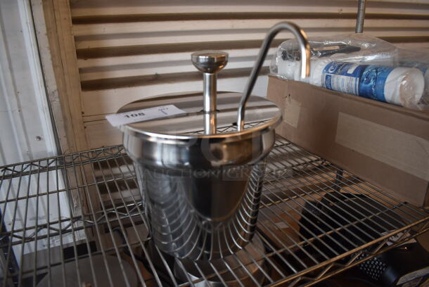 BRAND NEW! Carnival King CP7KIT 7 Qt. Stainless Steel Condiment Pump with Inset. 10x14x12
