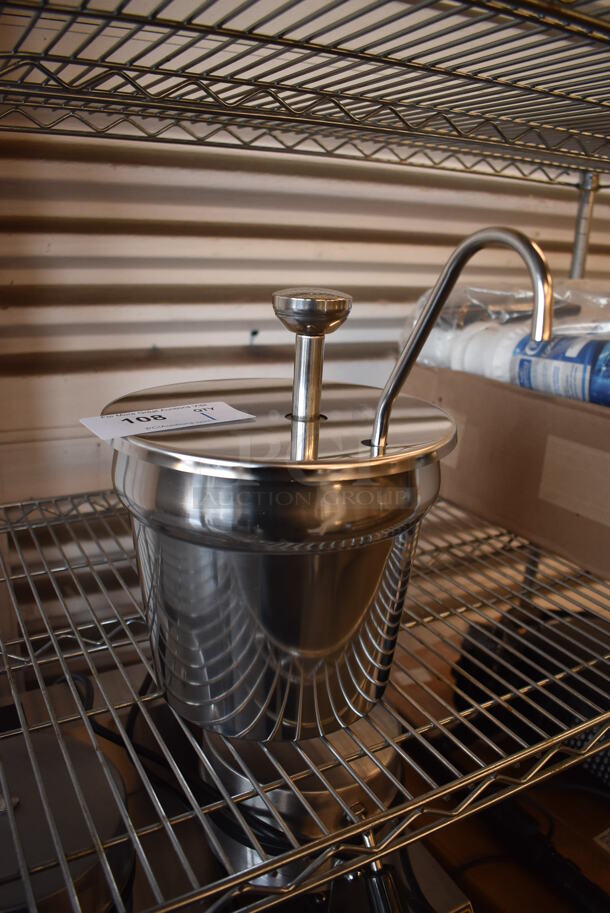 BRAND NEW! Carnival King CP7KIT 7 Qt. Stainless Steel Condiment Pump with Inset. 10x14x12 - Image 2 of 4