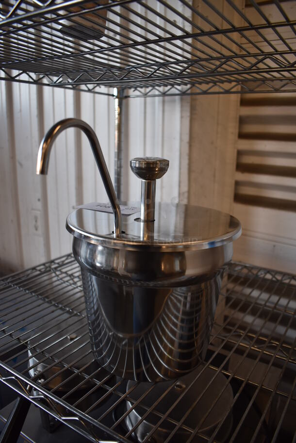 BRAND NEW! Carnival King CP7KIT 7 Qt. Stainless Steel Condiment Pump with Inset. 10x14x12 - Image 3 of 4