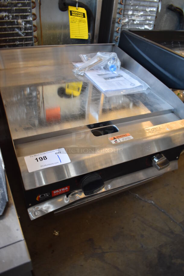 BRAND NEW SCRATCH AND DENT! CPG Cooking Performance Group Ultra Series Stainless Steel Commercial Countertop Natural Gas Powered Chrome Top Flat Top Griddle w/ Thermostatic Controls. 24x30x16 - Image 4 of 8