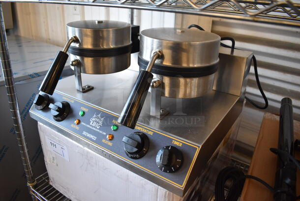 LIKE NEW! Carnival King 382WSM22 Stainless Steel Commercial Countertop Non-Stick Double Waffle Maker with Timers. 120 Volts, 1 Phase. Unit Has Only Been Used a Few Times! 20x16x11. Tested and Working! - Image 2 of 7