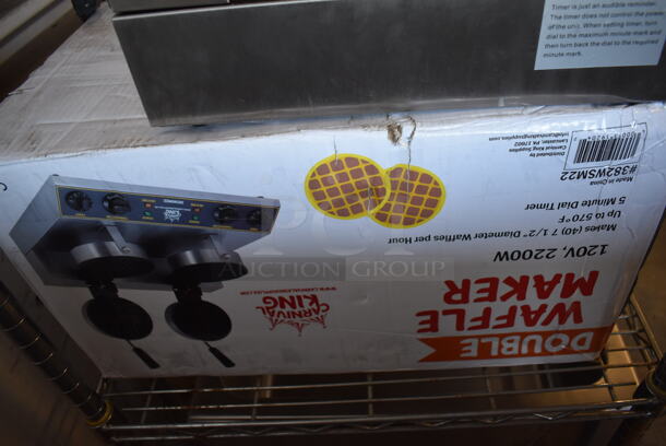 LIKE NEW! Carnival King 382WSM22 Stainless Steel Commercial Countertop Non-Stick Double Waffle Maker with Timers. 120 Volts, 1 Phase. Unit Has Only Been Used a Few Times! 20x16x11. Tested and Working! - Image 7 of 7