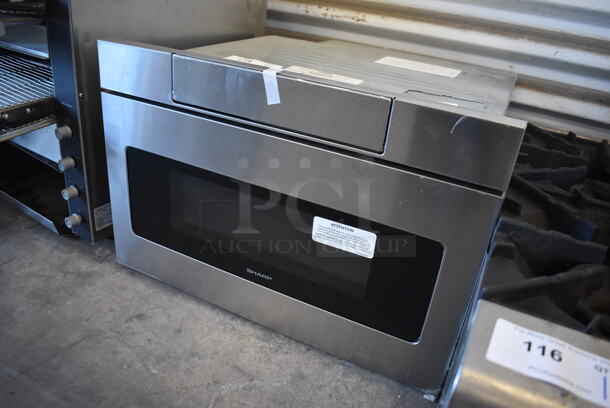 BRAND NEW! Sharp Stainless Steel Commercial Drawer Microwave Oven. 115 Volts, 1 Phase. 24x23x16 - Image 3 of 6