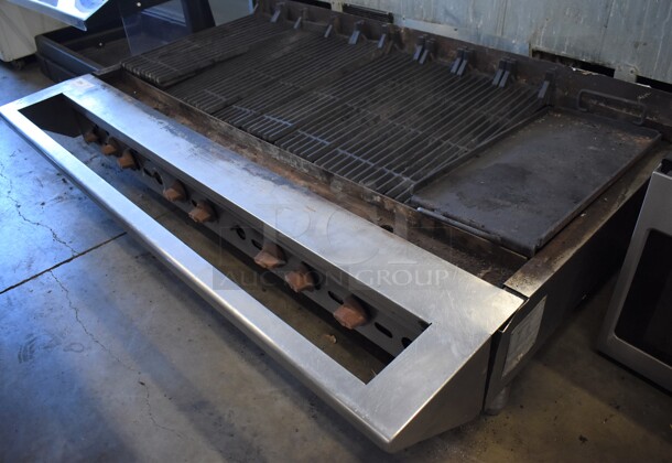 Wolf ACB60N Stainless Steel Commercial Countertop Natural Gas Powered Charbroiler Grill. 61x41x15