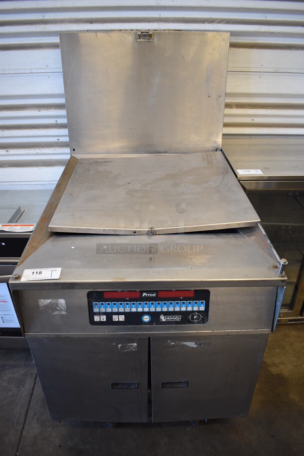 Pitco Frialator DD24RUFM Stainless Steel Commercial Floor Style Natural Gas Powered Donut Fryer. 72,000 BTU. 29x43x56