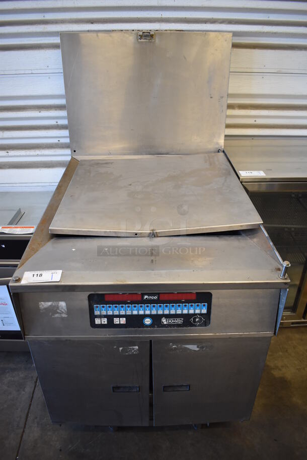 Pitco Frialator DD24RUFM Stainless Steel Commercial Floor Style Natural Gas Powered Donut Fryer. 72,000 BTU. 29x43x56 - Image 1 of 8