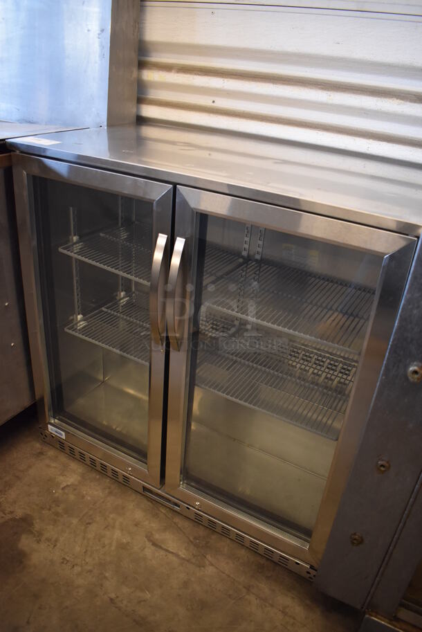 BRAND NEW SCRATCH AND DENT! KoolMore BC-2DSW-SS Stainless Steel Commercial 2 Door Cooler Merchandiser. 115 Volts, 1 Phase. 35.5x20x35.5. Tested and Working! - Image 2 of 7