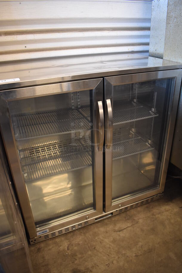 BRAND NEW SCRATCH AND DENT! KoolMore BC-2DSW-SS Stainless Steel Commercial 2 Door Cooler Merchandiser. 115 Volts, 1 Phase. 35.5x20x35.5. Tested and Working! - Image 3 of 7
