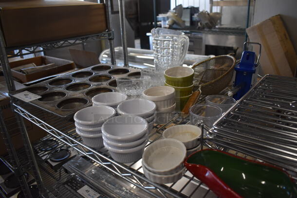 ALL ONE MONEY! Tier Lot of Various Items Including Poly Ramekins, Metal Muffin Baking Pan, Glass Bowls - Image 8 of 8