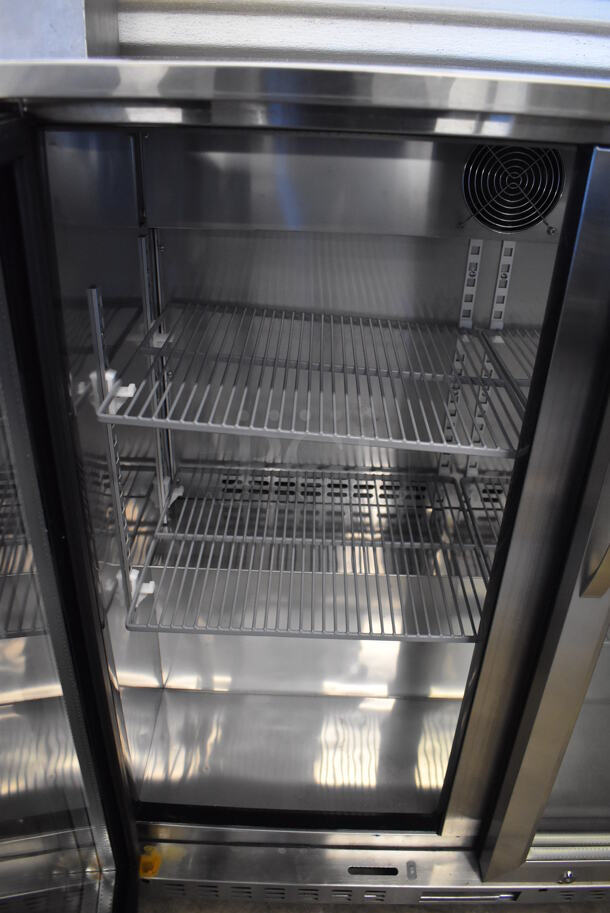 BRAND NEW SCRATCH AND DENT! KoolMore BC-2DSW-SS Stainless Steel Commercial 2 Door Cooler Merchandiser. 115 Volts, 1 Phase. 35.5x20x35.5. Tested and Working! - Image 6 of 7