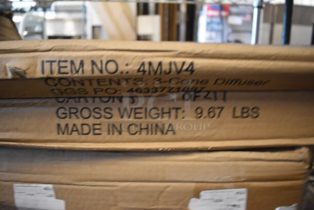 ALL ONE MONEY! Tier Lot of Various Items Including Two 4MJV4 Cone Diffuser Boxes and Air King 16" Fan Box - Image 2 of 5
