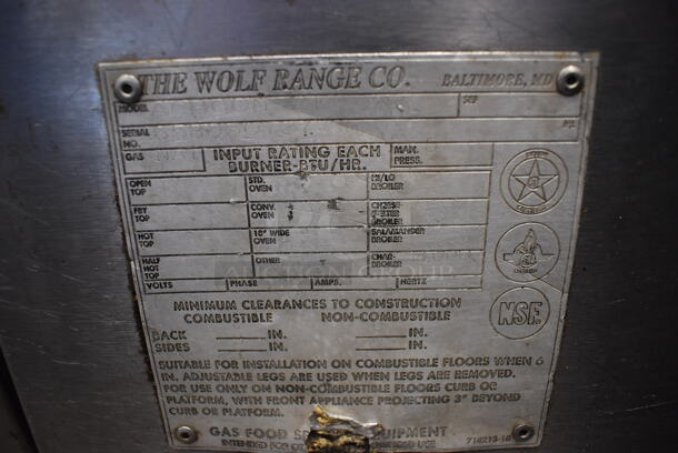 Wolf ACB60N Stainless Steel Commercial Countertop Natural Gas Powered Charbroiler Grill. 61x41x15 - Image 7 of 8