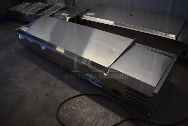 BRAND NEW SCRATCH AND DENT! 2022 KoolMore SCDC-6P-SG Stainless Steel Commercial Countertop Refrigerated Rail. 115 Volts, 1 Phase. 59x16x10. Tested and Working! - Image 3 of 6