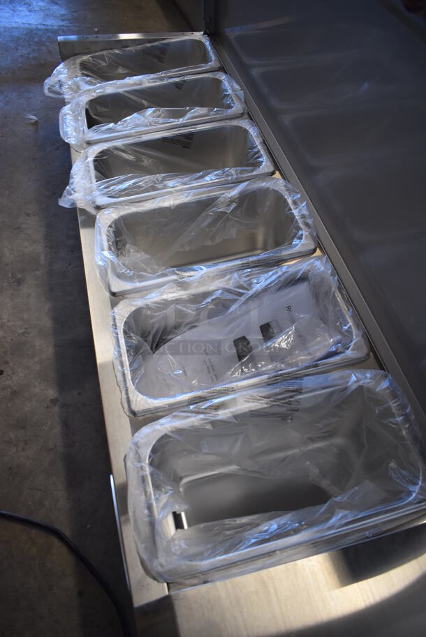 BRAND NEW SCRATCH AND DENT! 2022 KoolMore SCDC-6P-SG Stainless Steel Commercial Countertop Refrigerated Rail. 115 Volts, 1 Phase. 59x16x10. Tested and Working! - Image 4 of 6