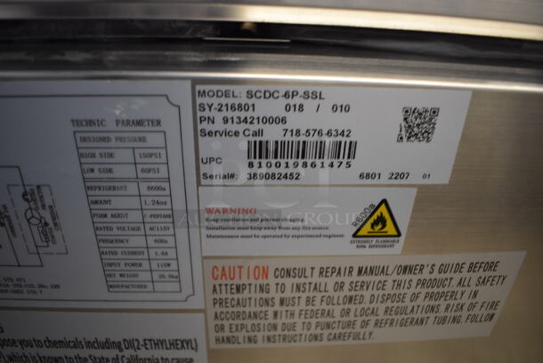 BRAND NEW SCRATCH AND DENT! 2022 KoolMore SCDC-6P-SG Stainless Steel Commercial Countertop Refrigerated Rail. 115 Volts, 1 Phase. 59x16x10. Tested and Working! - Image 6 of 6