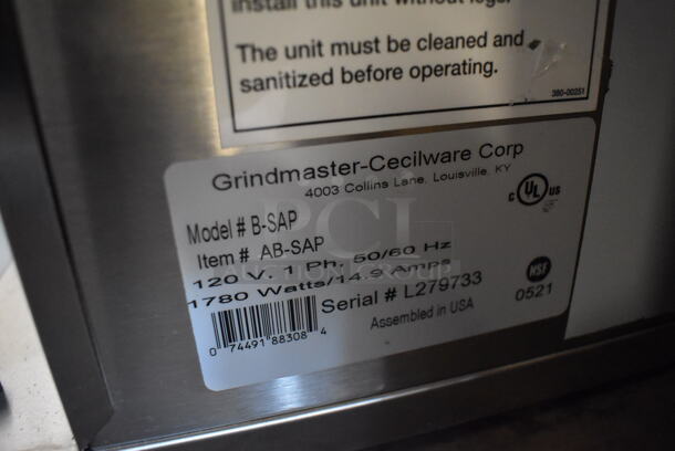 BRAND NEW! Grindmaster B-SAP Stainless Steel Commercial Countertop Coffee Machine w/ Hot Water Dispenser, Metal Brew Basket. 120 Volts, 1 Phase. 8x20x26 - Image 4 of 4