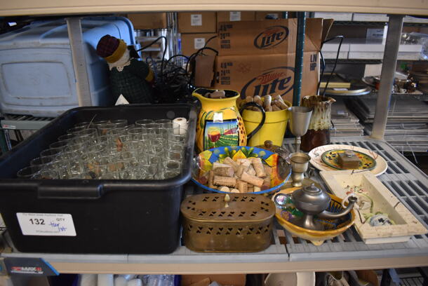 ALL ONE MONEY! Tier Lot of Various Items Including Plates, Pitcher, Corks and Tea Light Candle Holders - Image 1 of 5