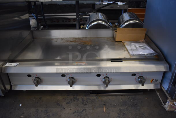BRAND NEW SCRATCH AND DENT! CPG Cooking Performance Group GT-CPG-48-NL Stainless Steel Commercial Countertop Gas Powered Flat Top Griddle w/ Thermostatic Controls. 48x30x16. Tested and Working!