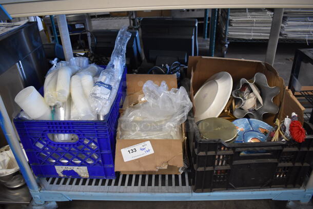 ALL ONE MONEY! Tier Lot of Various Items Including Plastic Lids and Various Plates