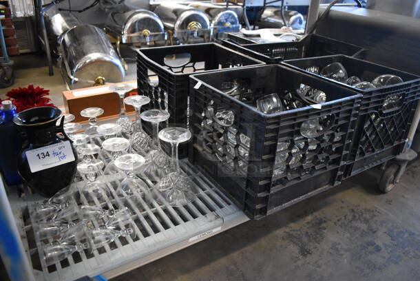 ALL ONE MONEY! Tier Lot of Various Items Including Various Stemmed Glasses and Vase - Image 1 of 6