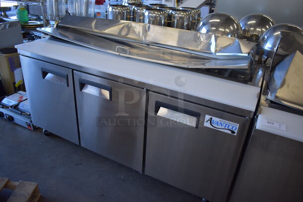 BRAND NEW SCRATCH AND DENT! Avantco 178APT71HC Stainless Steel Commercial Sandwich Salad Prep Table Bain Marie Mega Top on Commercial Casters. 115 Volts, 1 Phase. 71x31x43. Tested and Working! - Image 2 of 10