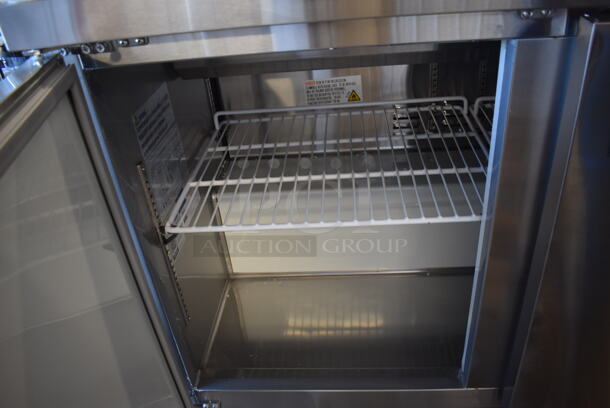 BRAND NEW SCRATCH AND DENT! Avantco 178APT71HC Stainless Steel Commercial Sandwich Salad Prep Table Bain Marie Mega Top on Commercial Casters. 115 Volts, 1 Phase. 71x31x43. Tested and Working! - Image 6 of 10