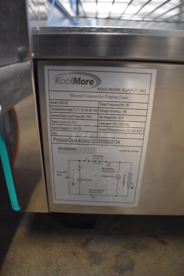 BRAND NEW! KoolMore HDC-5C Stainless Steel Commercial Countertop Heated Display Case Merchandiser. Missing Back Doors. 110-120 Volts, 1 Phase. 34x21x28. Tested and Working! - Image 5 of 7