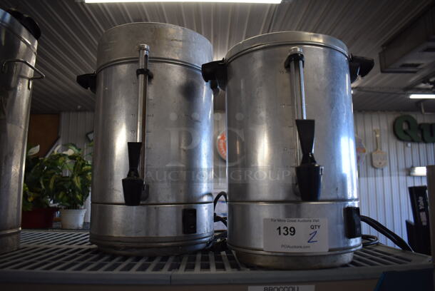 2 Metal Countertop Percolating Urn. 12x12x20. 2 Times Your Bid!