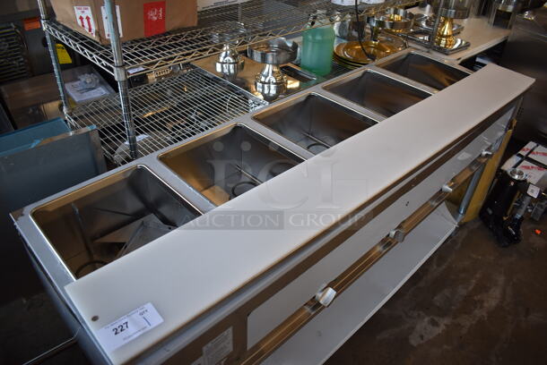 BRAND NEW SCRATCH AND DENT! ServIt 423EST5WO Stainless Steel Commercial Electric Powered 5 Well Steam Table w/ Cutting Board and Under Shelf. 208/240 Volts, 1 Phase. 71x23x36. Tested and Working! - Image 4 of 7