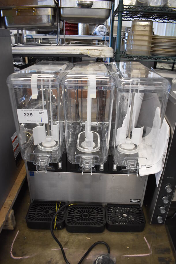 BRAND NEW! Vollrath 8D1316-456-465 Stainless Steel Commercial Countertop 3 Hopper Refrigerated Beverage Machine. Missing Dispenser Parts. 115 Volts, 1 Phase. 21x19x27. Tested and Working!
