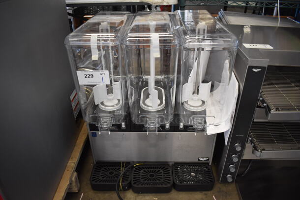 BRAND NEW! Vollrath 8D1316-456-465 Stainless Steel Commercial Countertop 3 Hopper Refrigerated Beverage Machine. Missing Dispenser Parts. 115 Volts, 1 Phase. 21x19x27. Tested and Working! - Image 2 of 8