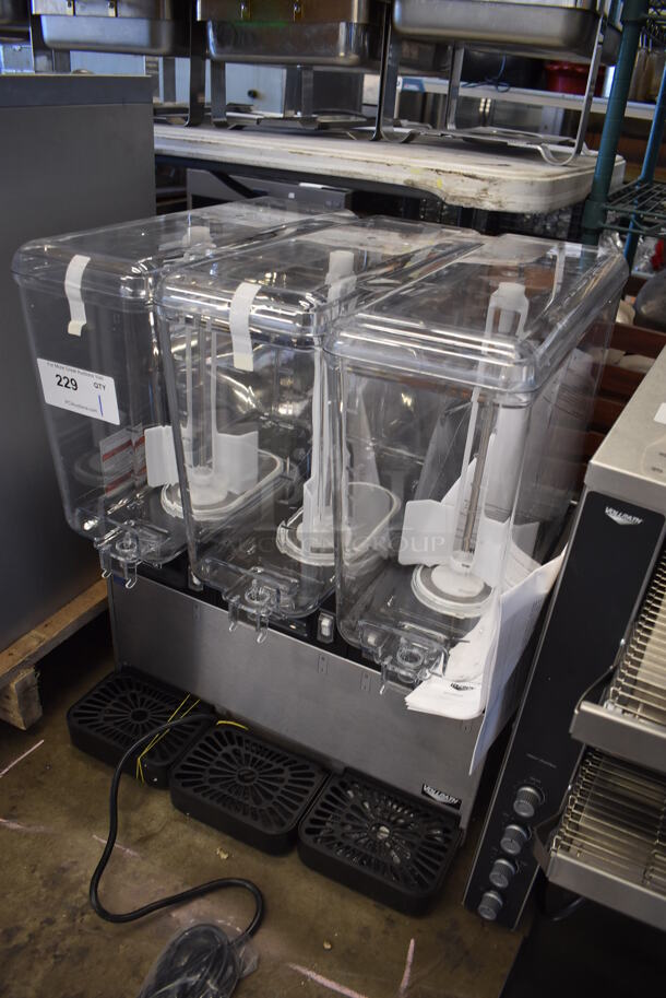 BRAND NEW! Vollrath 8D1316-456-465 Stainless Steel Commercial Countertop 3 Hopper Refrigerated Beverage Machine. Missing Dispenser Parts. 115 Volts, 1 Phase. 21x19x27. Tested and Working! - Image 3 of 8