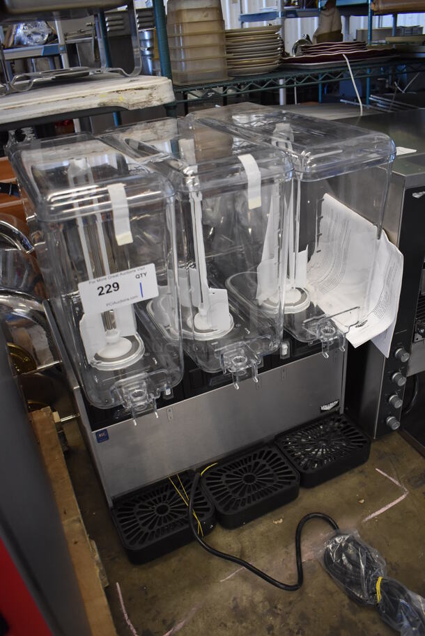 BRAND NEW! Vollrath 8D1316-456-465 Stainless Steel Commercial Countertop 3 Hopper Refrigerated Beverage Machine. Missing Dispenser Parts. 115 Volts, 1 Phase. 21x19x27. Tested and Working! - Image 4 of 8