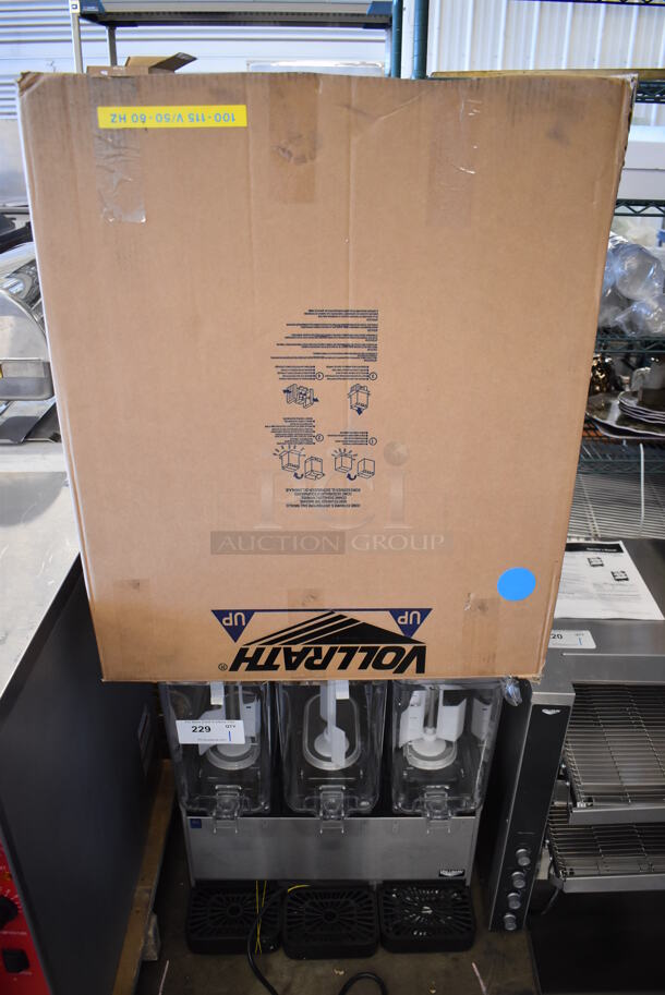 BRAND NEW! Vollrath 8D1316-456-465 Stainless Steel Commercial Countertop 3 Hopper Refrigerated Beverage Machine. Missing Dispenser Parts. 115 Volts, 1 Phase. 21x19x27. Tested and Working! - Image 7 of 8