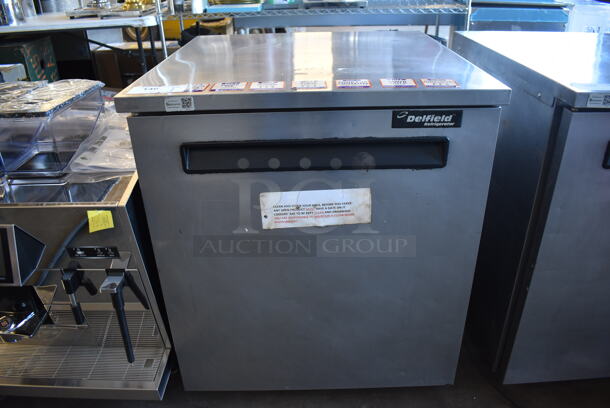 2010 Delfield 406-STAR2 Stainless Steel Commercial Single Door Undercounter Cooler on Commercial Casters. 115 Volts, 1 Phase. 27x29x32. Tested and Working!