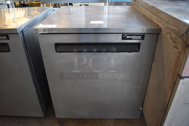 2010 Delfield 406-STAR2 Stainless Steel Commercial Single Door Undercounter Cooler on Commercial Casters. 115 Volts, 1 Phase. 27x29x32. Tested and Working!