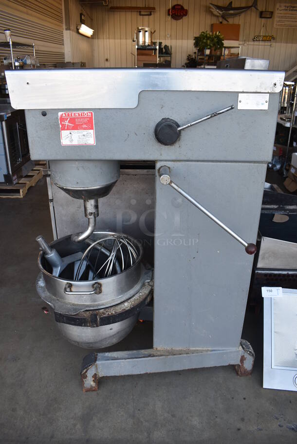 Welbilt Varimixer W60 Metal Commercial Floor Style 60 Quart Planetary Dough Mixer w/ Metal Mixing Bowl, Dough Hook, Whisk and Paddle Attachments. 208 Volts, 3 Phase. 24x36x55 - Image 2 of 8