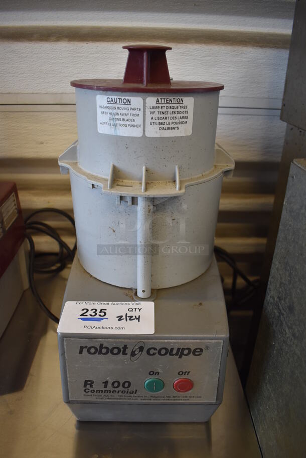 Robot Coupe R100 Metal Commercial Countertop Food Processor w/ Continuous Feed Head. 115 Volts, 1 Phase. 8x16x18. Tested and Working!