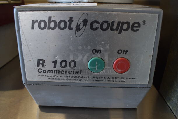 Robot Coupe R100 Metal Commercial Countertop Food Processor w/ Continuous Feed Head. 115 Volts, 1 Phase. 8x16x18. Tested and Working! - Image 4 of 6