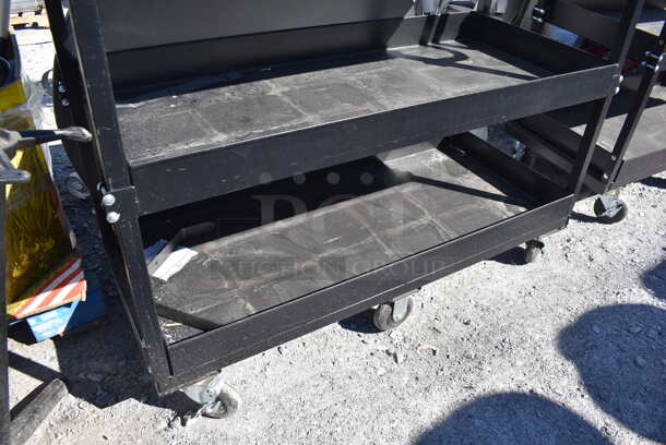 Black Metal 3 Tier Cart w/ 2 Push Handles on Commercial Casters. 62x22x50 - Image 4 of 4