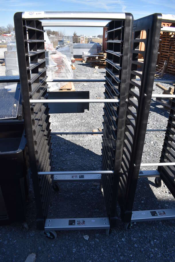 BRAND NEW! Rubbermaid Black Poly and Metal Pan Transport Rack on Commercial Casters. 25x28x68 - Image 1 of 4